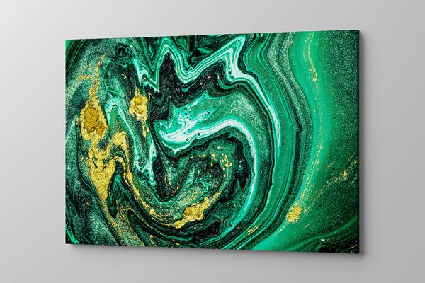 Obraz na płótnie zielony marmur abstrakcja ze złotym akcentem