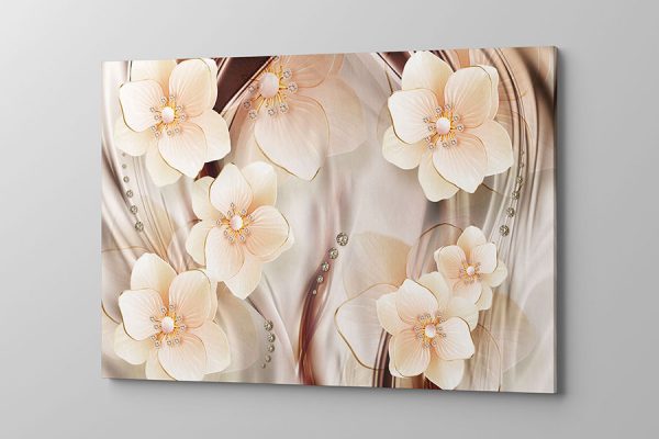 Obraz na płótnie beżowe kwiaty na abstrakcyjnym tle