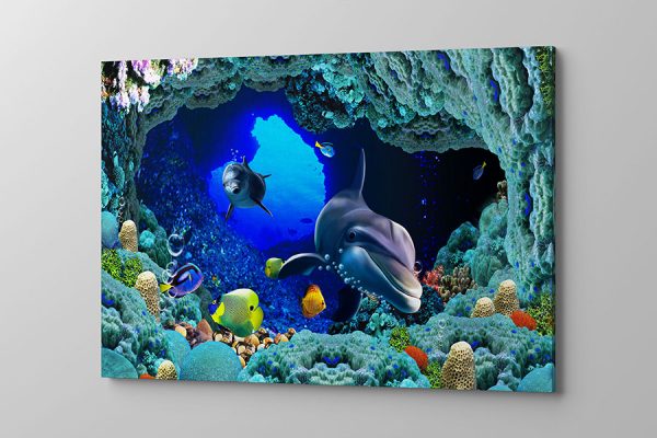 Obraz na płótnie delfin i ryby