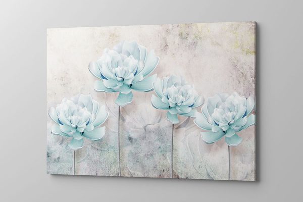 Obraz na płótnie delikatne błękitne kwiatki na pastelowym tle