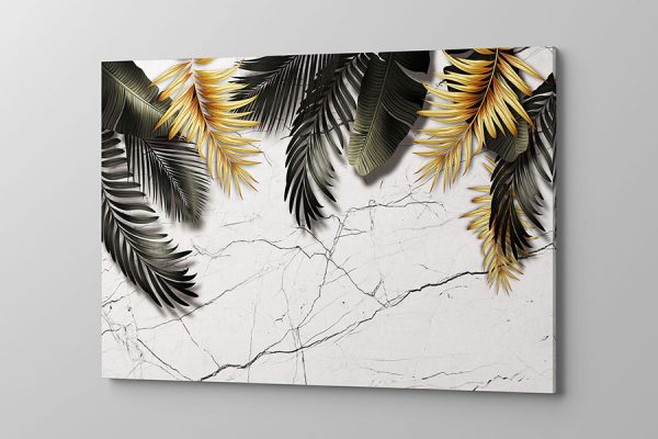 Obraz na płótnie złoto czarne pióra na jasnym tle