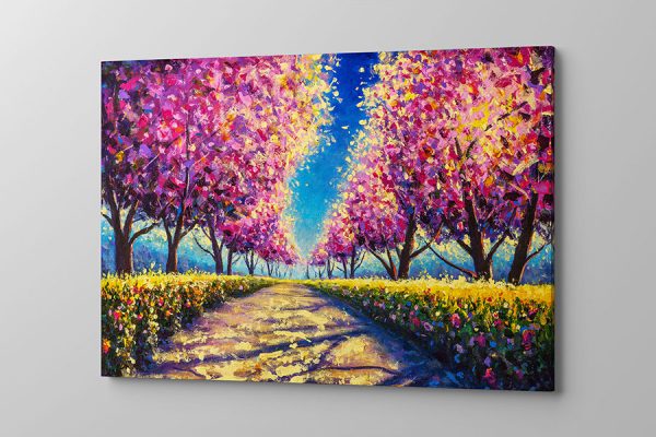 Obraz na płótnie aleja z pięknych kolorowych drzew