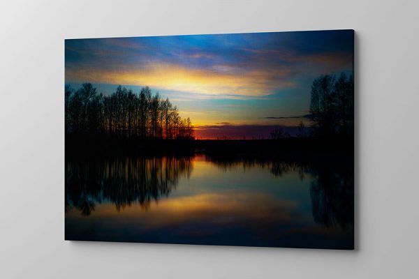 Obraz na płótnie zachód słońca nad jeziorem