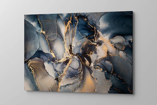 Obraz na płótnie abstrakcja złoto biało granatowa