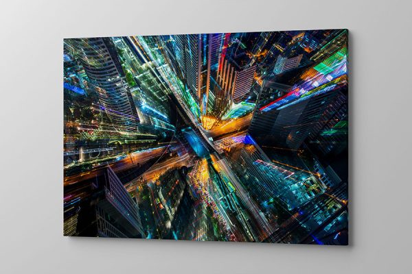 Obraz na płótnie kolorowe budynki w mieście z lotu ptaka