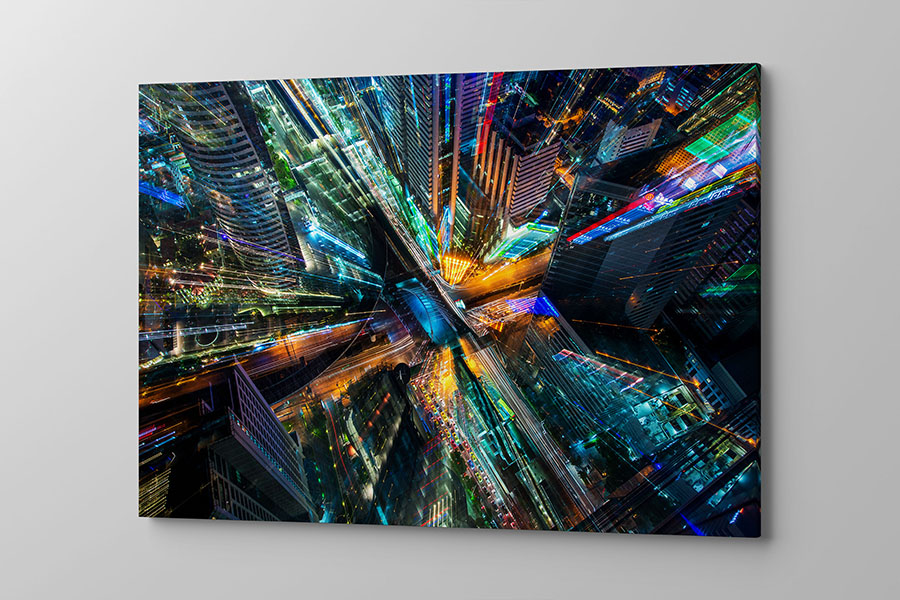 Obraz na płótnie kolorowe budynki w mieście z lotu ptaka